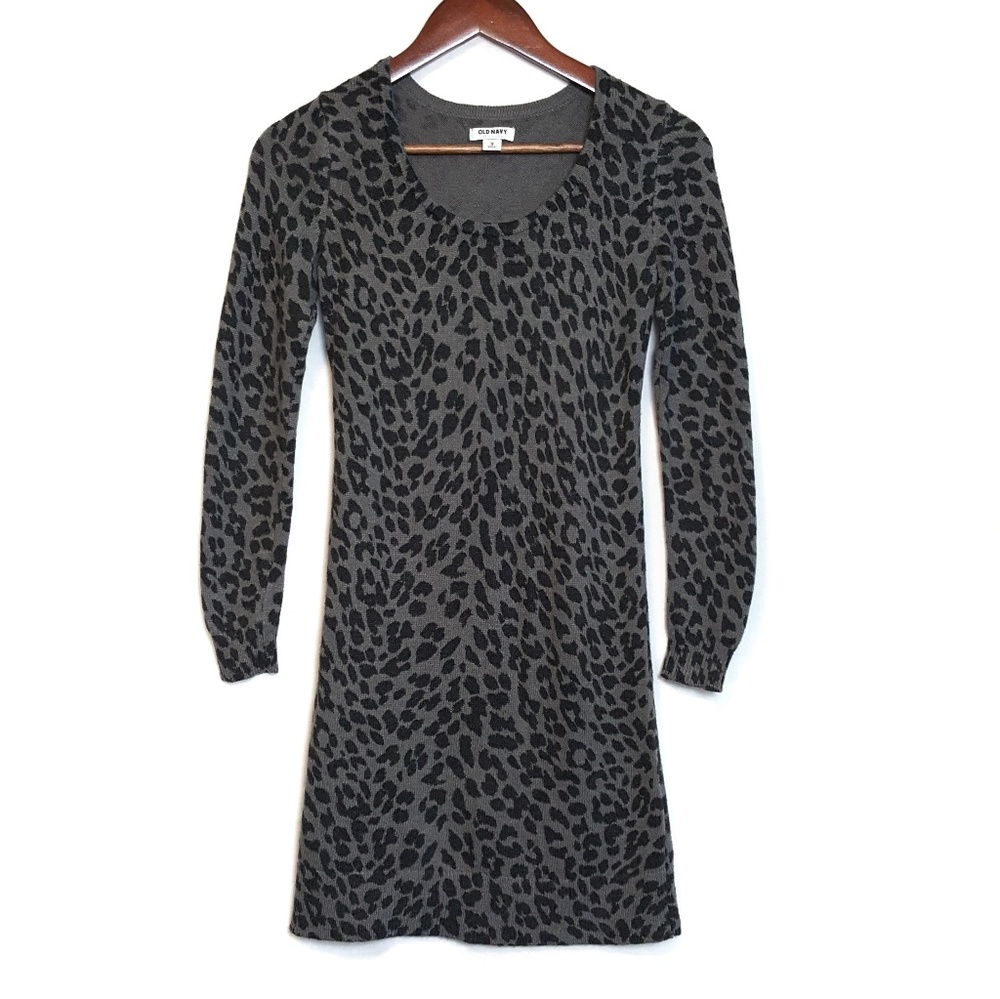 Old Navy Scoop Neck Animal Print Sweater Dress XS